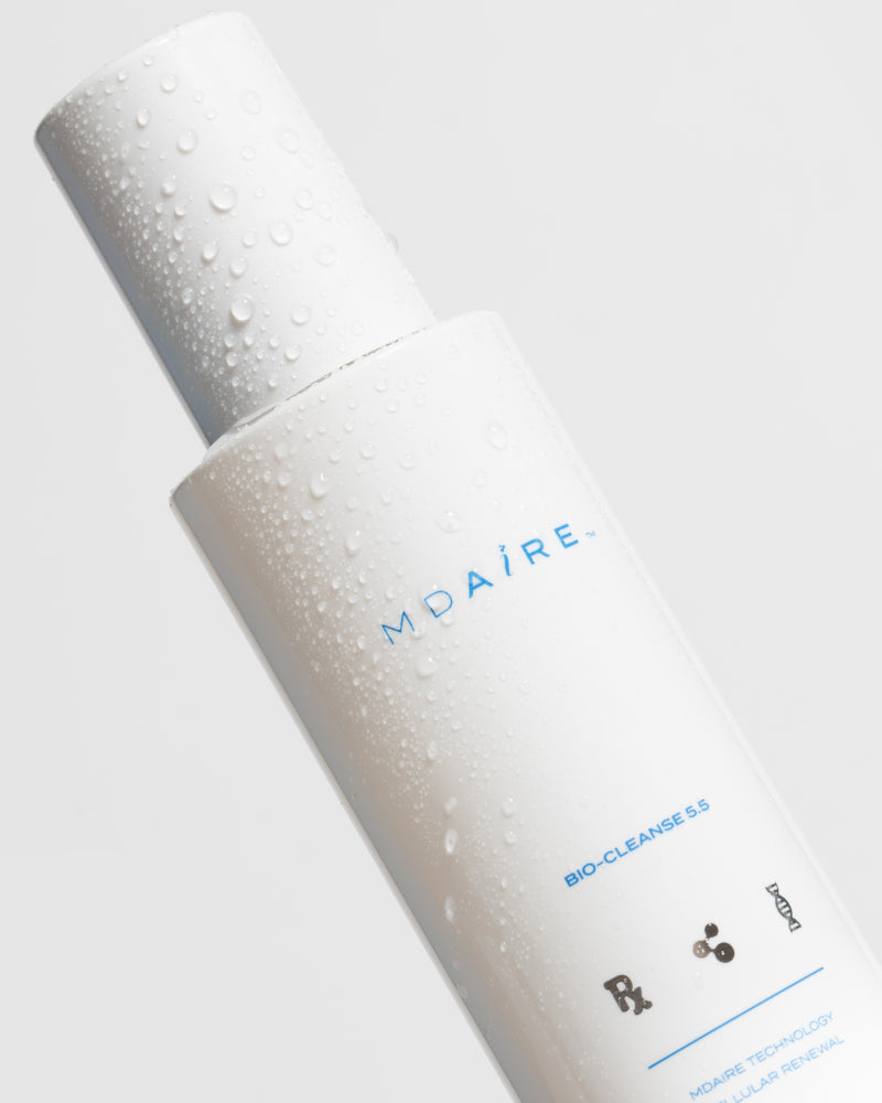 Complete System Bundle featuring MDAiRE Bio-Cleanse 5.5 face wash bottle with water droplets gallery position 1