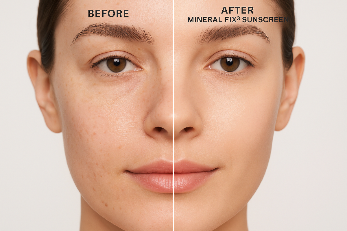 Mineral Fix Sunscreen Before After